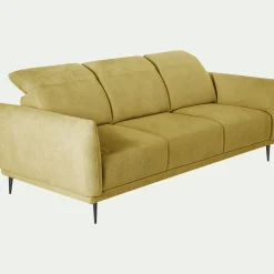Canapé 4 places fixe en tissu memphis avec fonction avance-recul - jaune argan