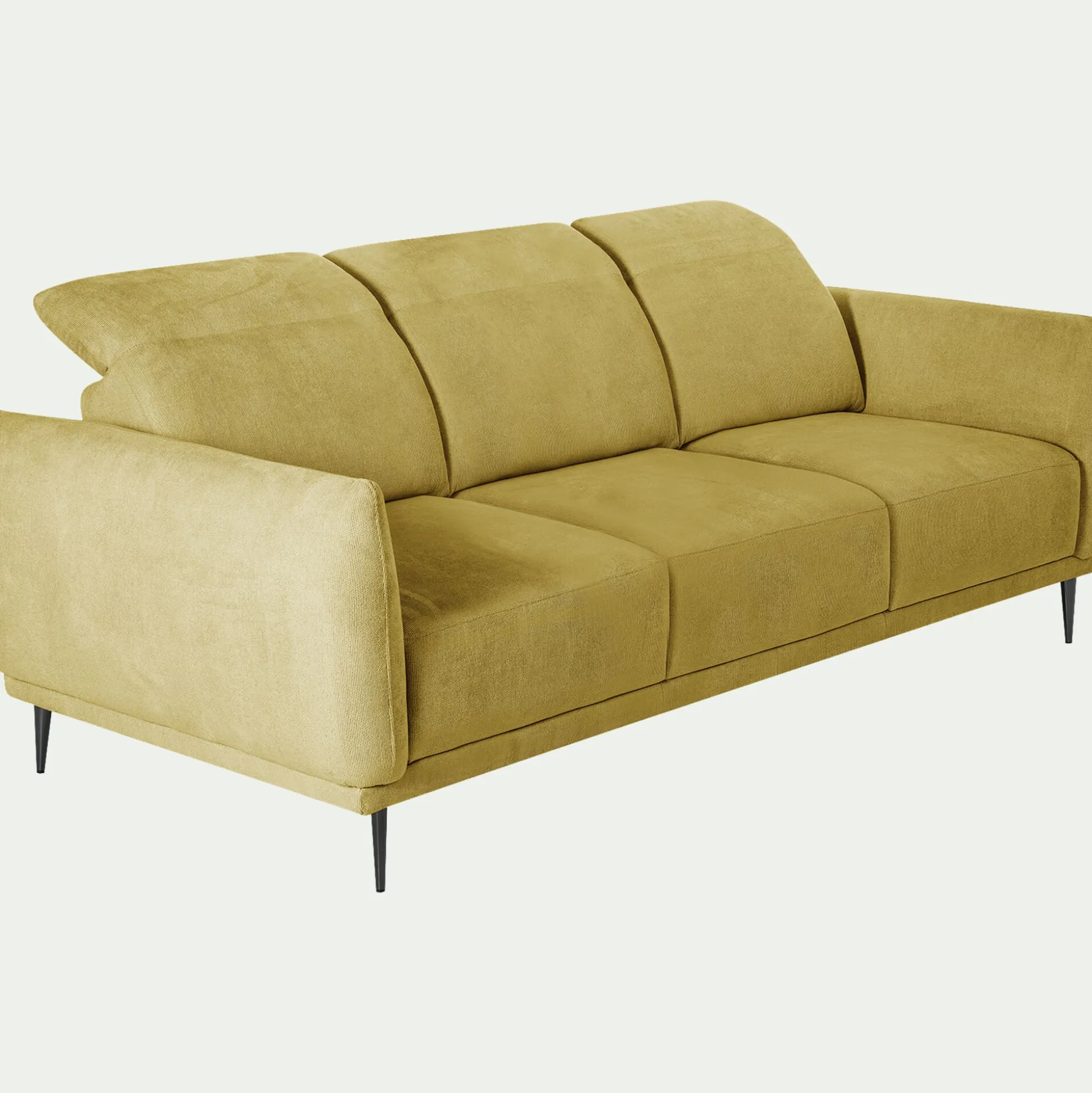 Canapé 4 places fixe en tissu memphis avec fonction avance-recul - jaune argan