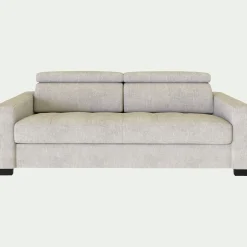 Canapé 3 places fixe en tissu monclar avec accoudoirs 20cm - beige roucas