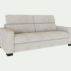 Canapé 3 places fixe en tissu monclar avec accoudoirs 20cm - beige roucas