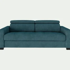 Canapé 3 places fixe en tissu monclar avec accoudoirs 20cm - bleu niolon