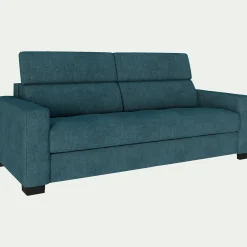Canapé 3 places fixe en tissu monclar avec accoudoirs 20cm - bleu niolon