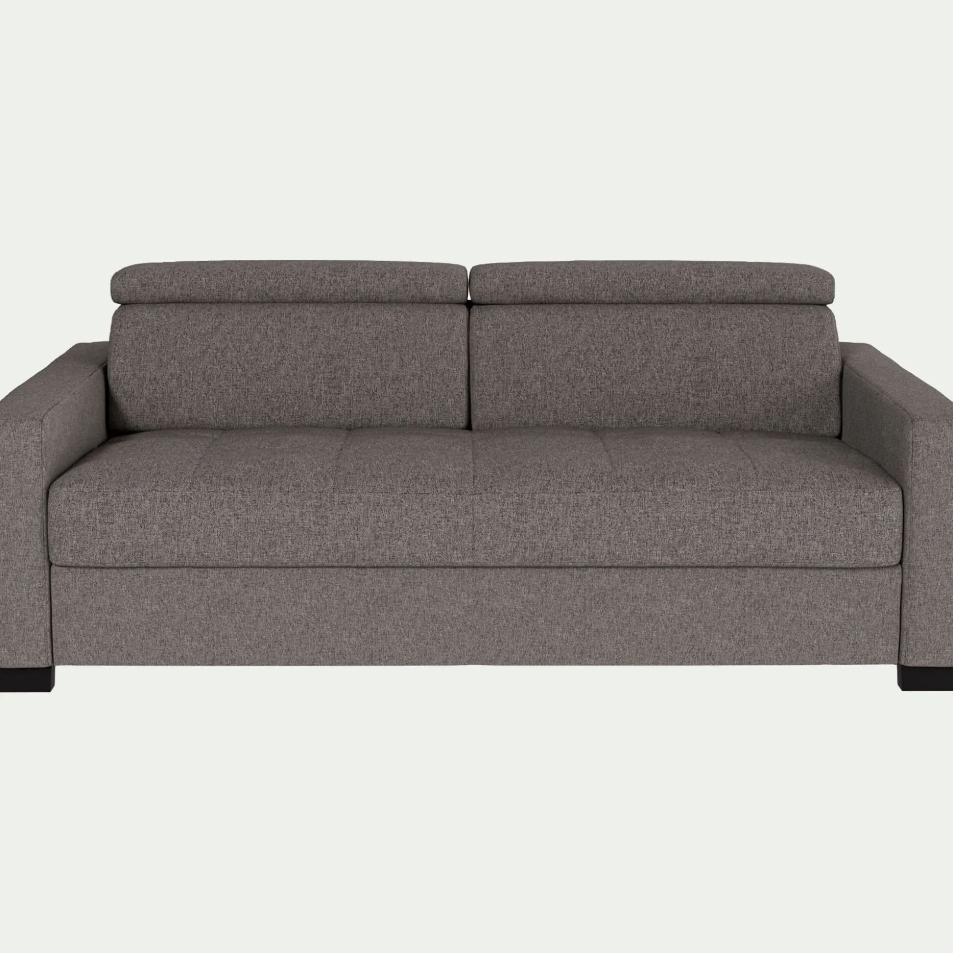 Canapé 3 places fixe en tissu pop avec accoudoirs 15cm - taupe