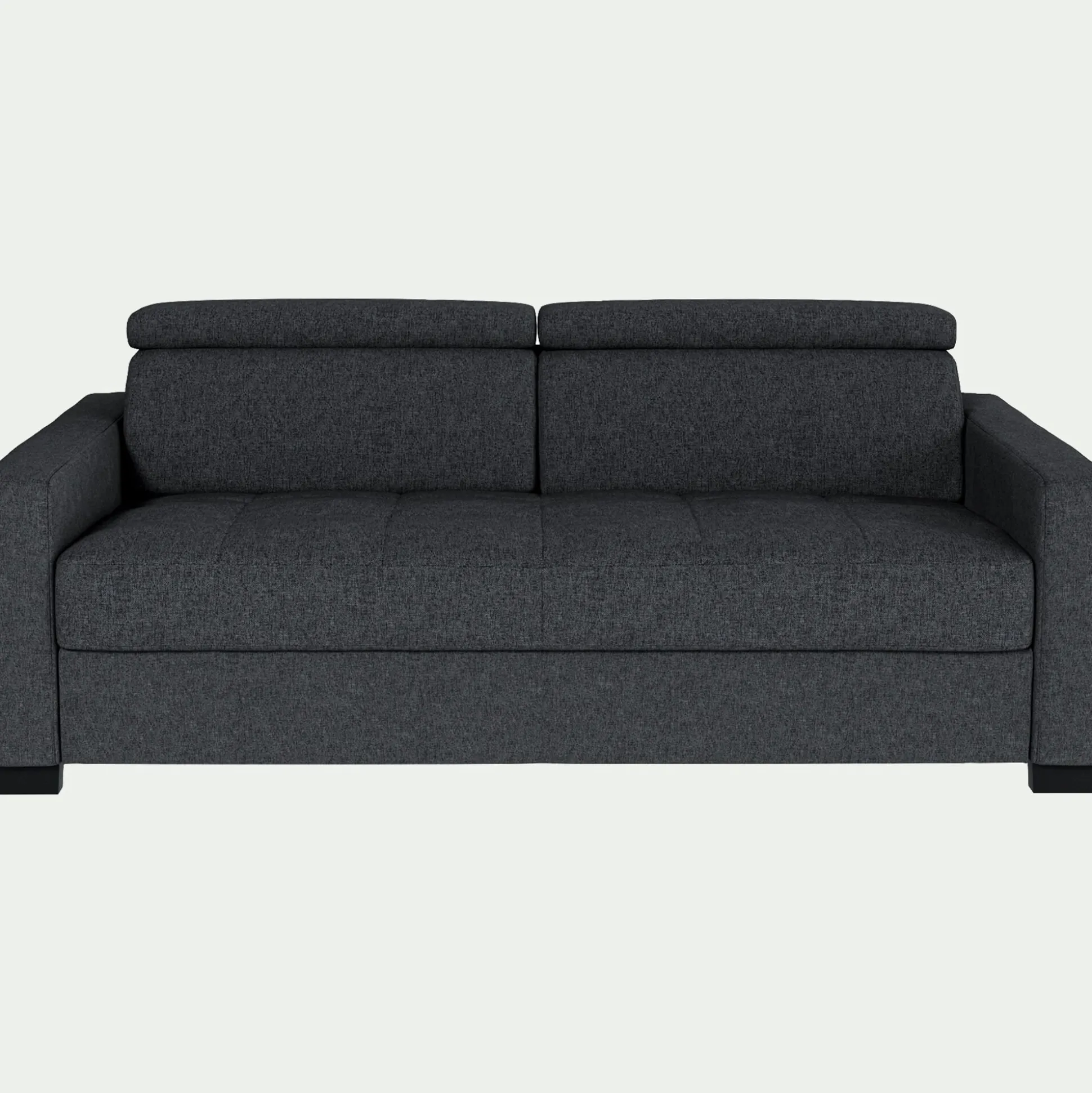 Canapé 3 places fixe en tissu pop avec accoudoirs 15cm - gris anthracite