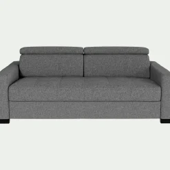 Canapé 3 places fixe en tissu pop avec accoudoirs 15cm - gris