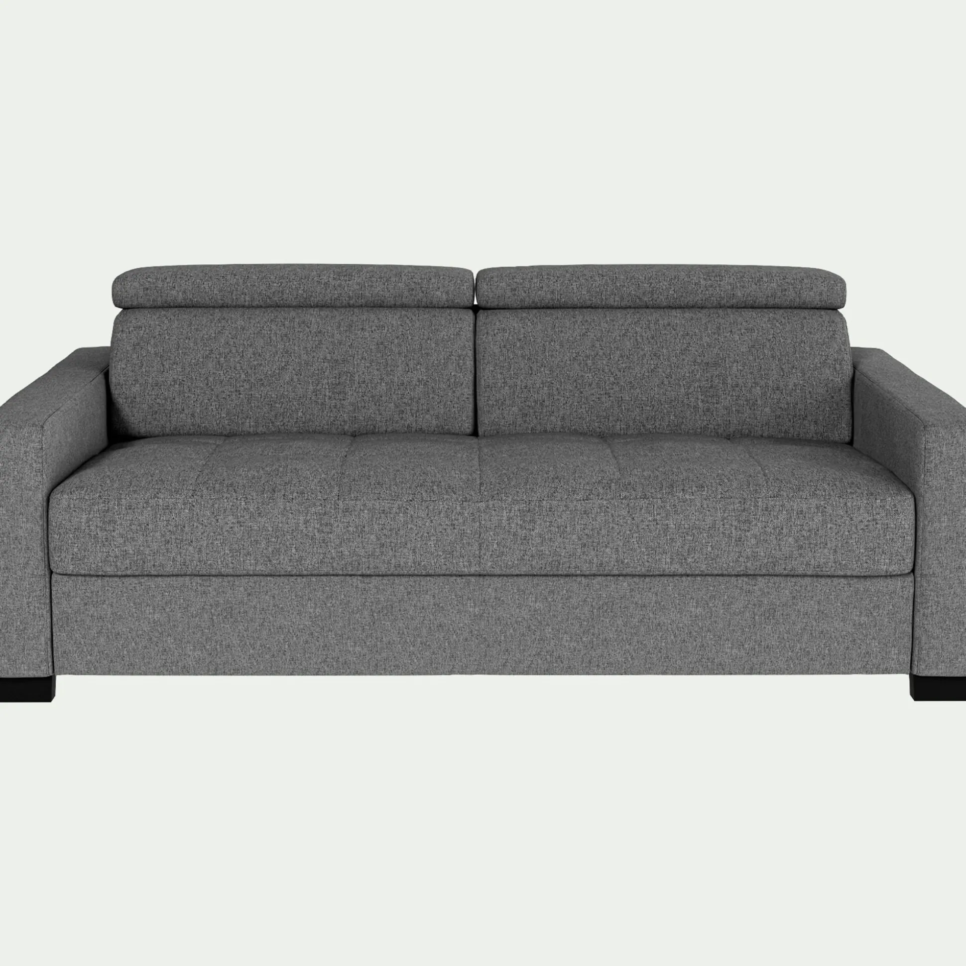 Canapé 3 places fixe en tissu pop avec accoudoirs 15cm - gris