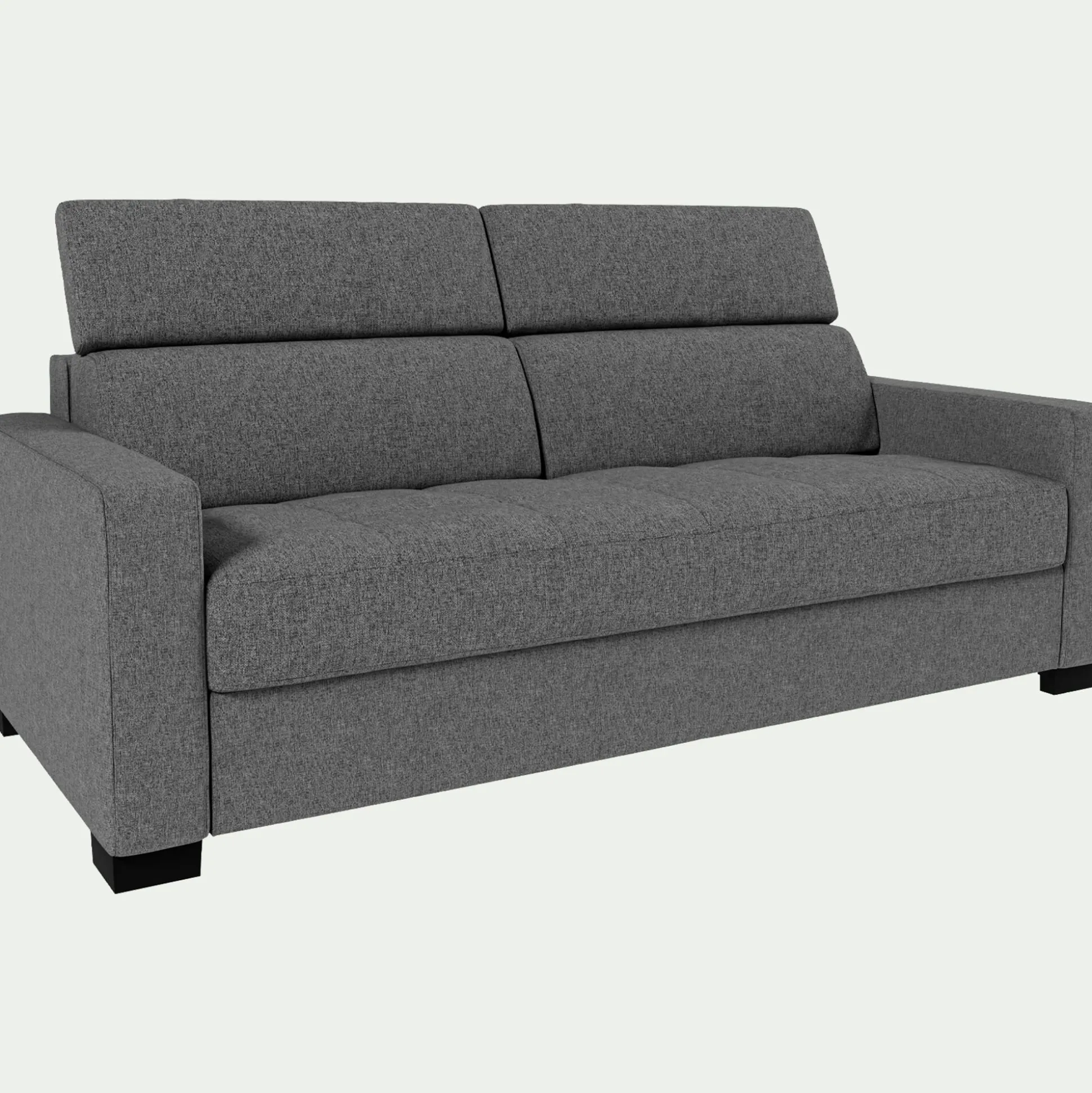 Canapé 3 places fixe en tissu pop avec accoudoirs 15cm - gris
