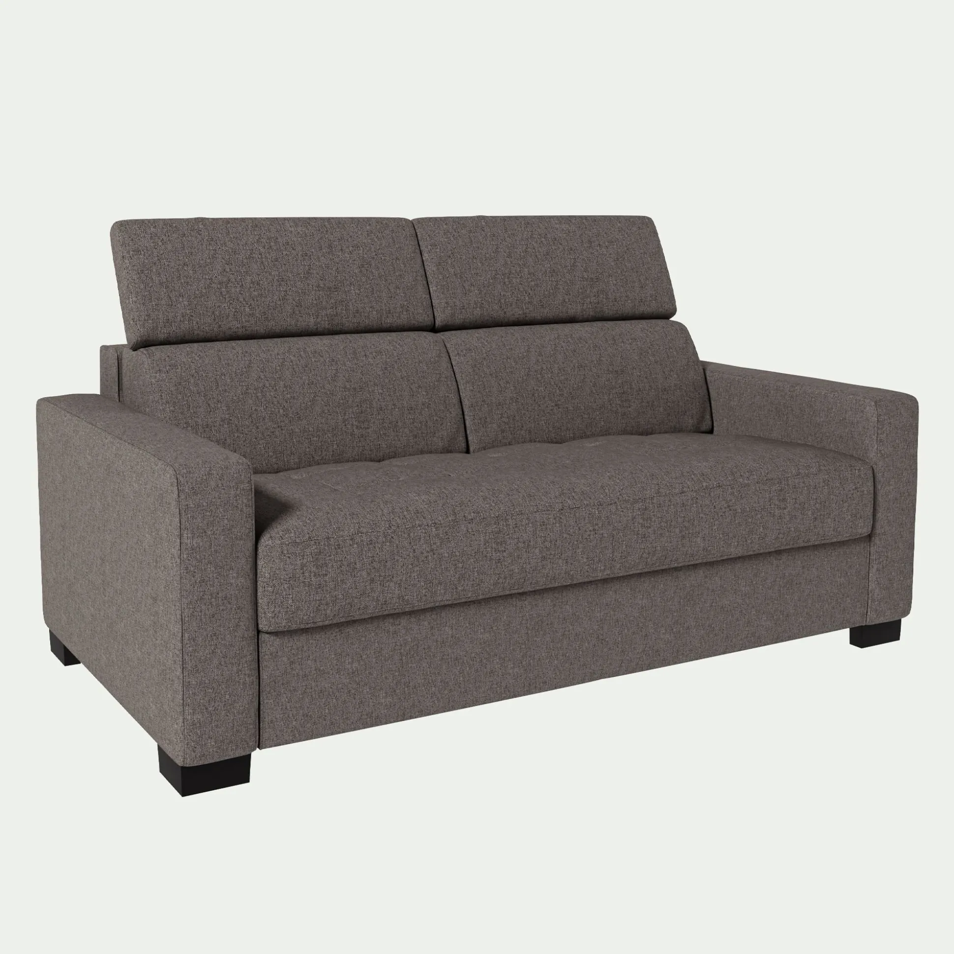 Canapé 2 places fixe en tissu pop avec accoudoirs 15cm - taupe