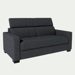 Canapé 2 places fixe en tissu pop avec accoudoirs 15cm - gris anthracite