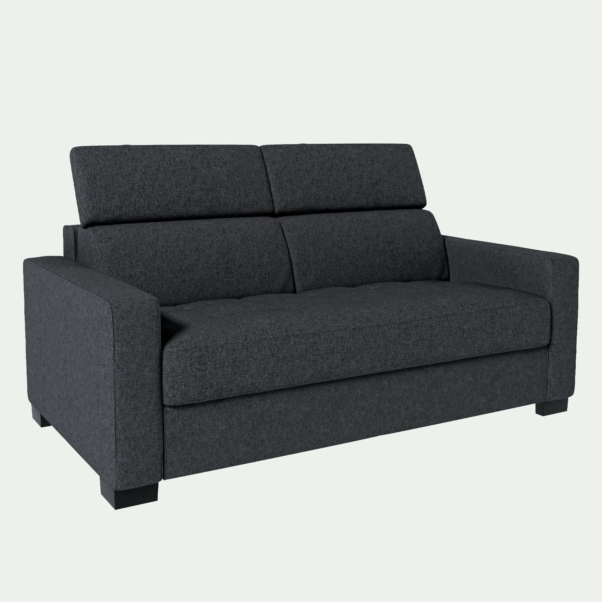 Canapé 2 places fixe en tissu pop avec accoudoirs 15cm - gris anthracite