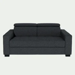 Canapé 2 places fixe en tissu pop avec accoudoirs 20cm - gris anthracite