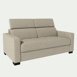 Canapé 2 places fixe en tissu pop avec accoudoirs 15cm - beige