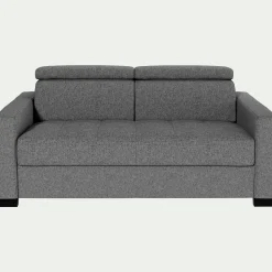 Canapé 2 places fixe en tissu pop avec accoudoirs 15cm - gris
