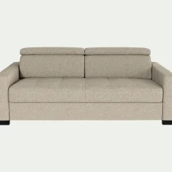 Canapé 3 places fixe en tissu pop avec accoudoirs 15cm - beige