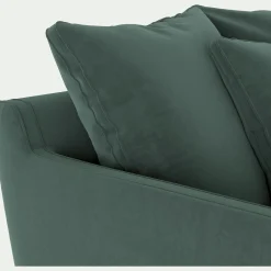 Canapé 1,5 places fixe en tissu velvet - vert sauge