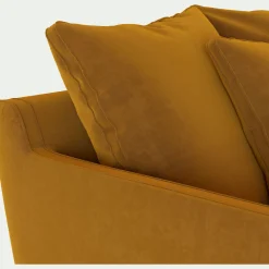 Canapé 4 places fixe en tissu velvet - jaune argan