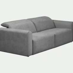 Canapé 3 places relax droit en tissu - gris moyen