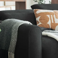 Canapé 5 places relax droit en tissu - gris anthracite