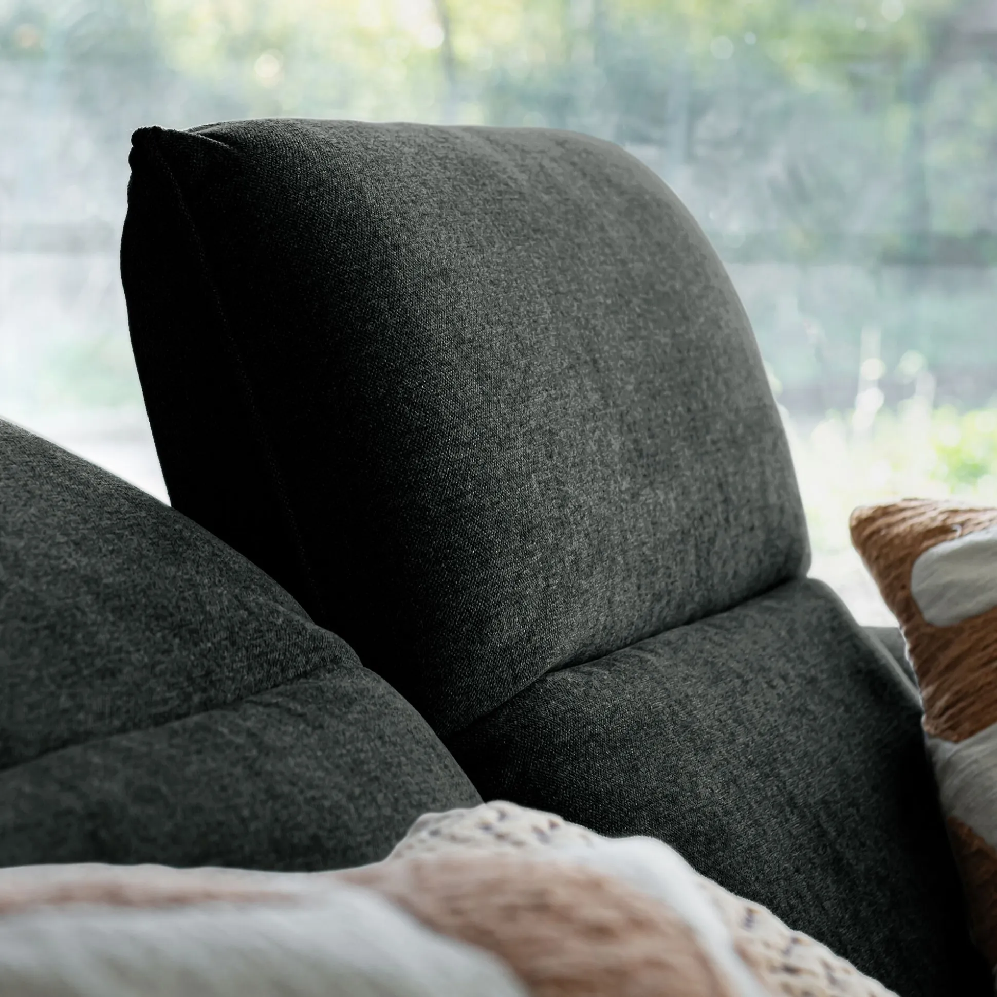 Canapé 5 places relax droit en tissu - gris anthracite