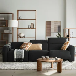Canapé 5 places relax droit en tissu - gris anthracite