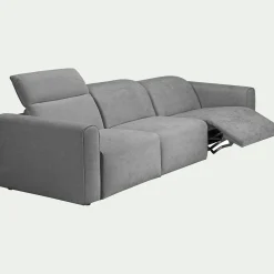 Canapé 5 places relax droit en tissu - gris moyen