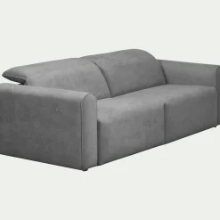 Canapé 3 places relax gauche en tissu - gris moyen
