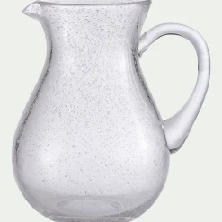Carafe avec anse en verre bullé 1,5L - transparent