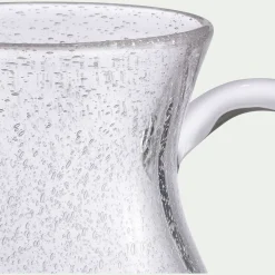 Carafe avec anse en verre bullé 1,5L - transparent