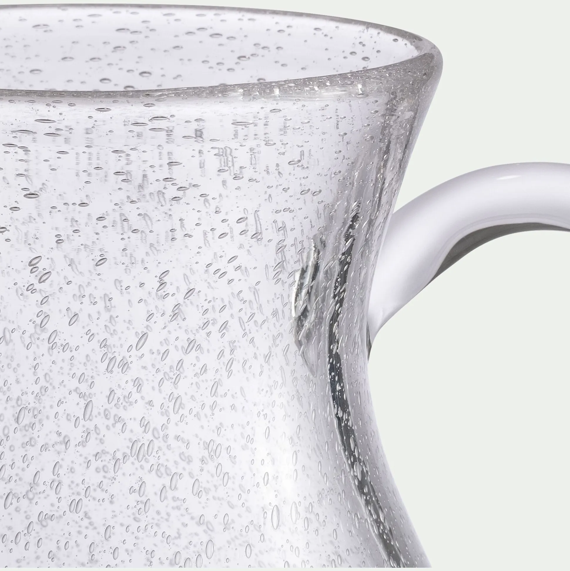 Carafe avec anse en verre bullé 1,5L - transparent
