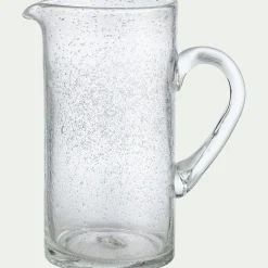Carafe avec anse en verre bullé 1,1L - transparent