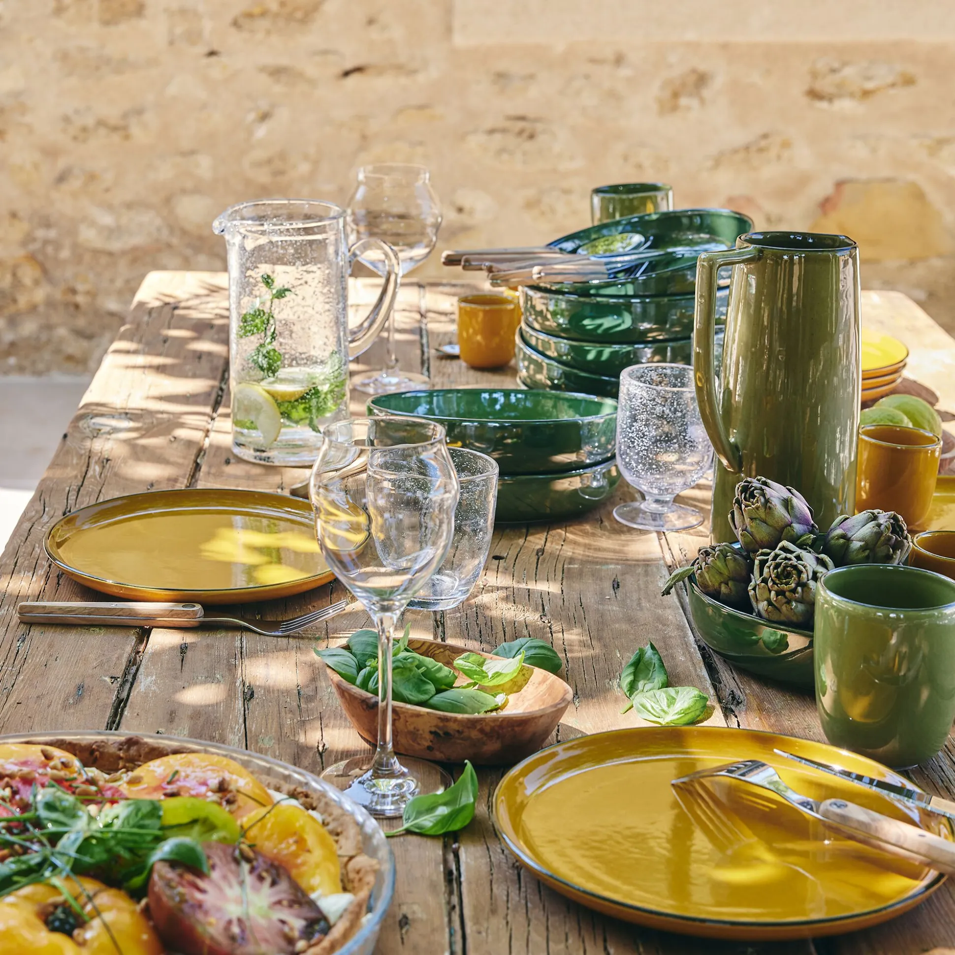 Carafe avec anse en verre bullé 1,1L - transparent
