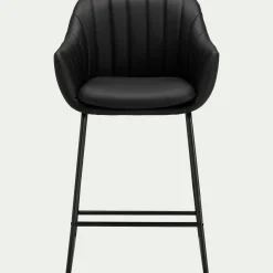 Chaise de bar avec accoudoirs en polyuréthane - noir