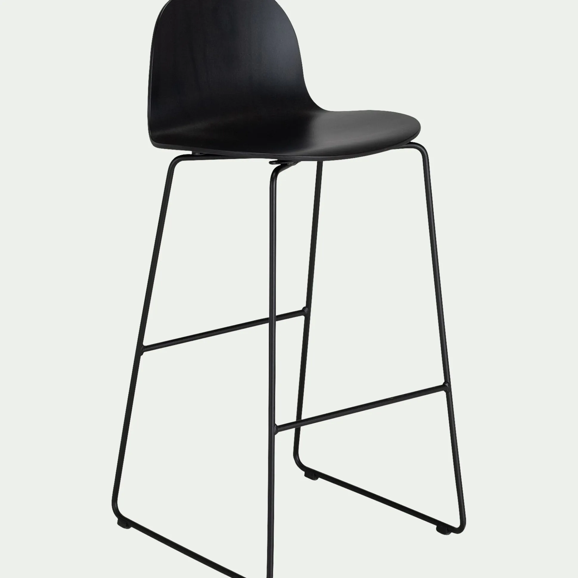 Chaise de bar avec coque en contreplaqué moulé de hêtre - noir H66cm