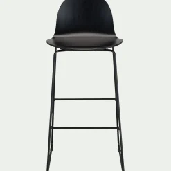 Chaise de bar avec coque en contreplaqué moulé de hêtre - noir H66cm