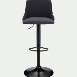 Chaise de bar en acier et tissu H63,5cm - gris