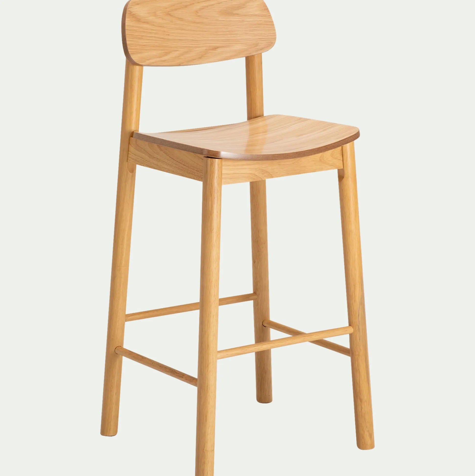 Chaise de bar en chêne et hévéa H105cm - bois clair