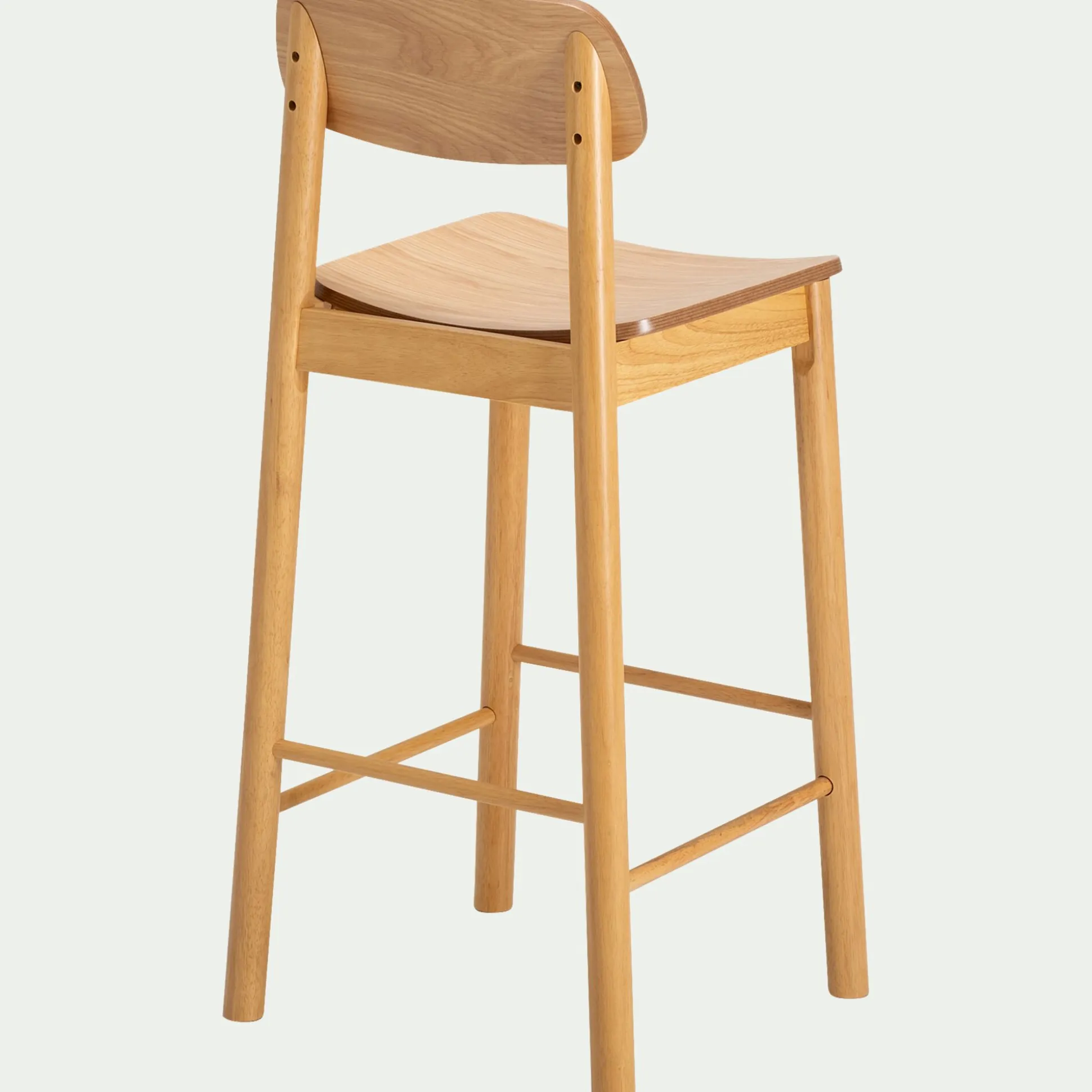 Chaise de bar en chêne et hévéa H105cm - bois clair