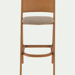 Chaise de bar en chêne et tissu H99cm - gris