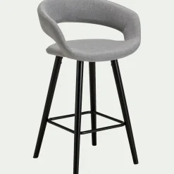 Chaise de bar en tissu avec accoudoirs H65,5cm - gris borie