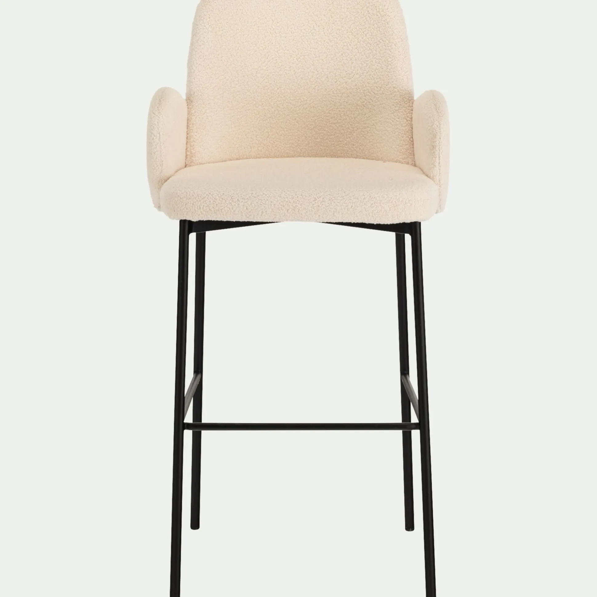 Chaise de bar en tissu bouclette H65cm - blanc