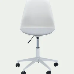 Chaise de bureau dactylo en tissu à roulettes - blanc