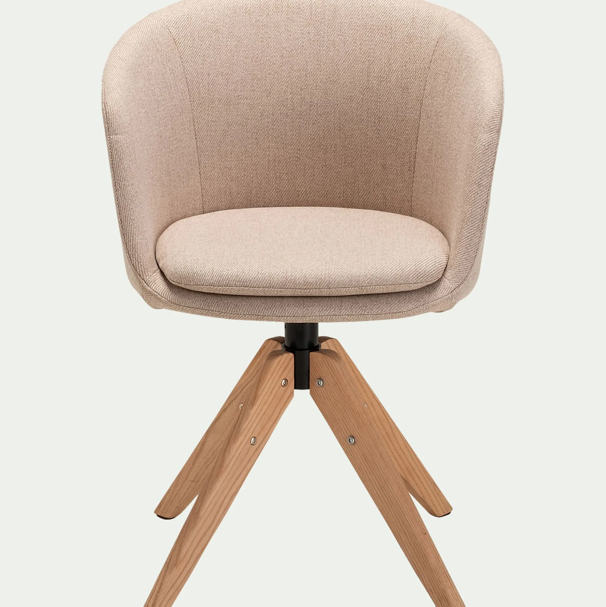 Chaise de bureau rotative en tissu et bois - beige