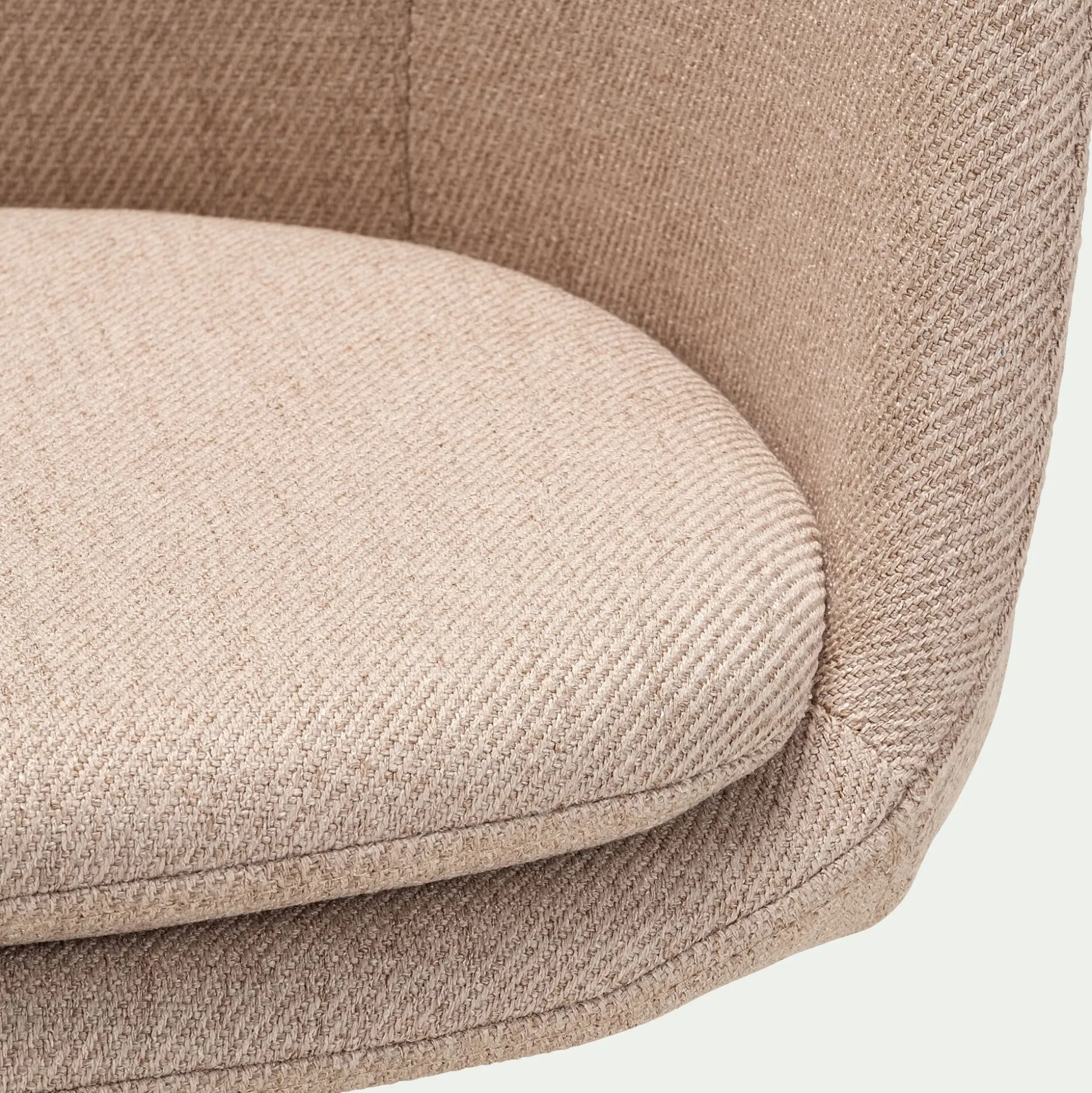Chaise de bureau rotative en tissu et bois - beige