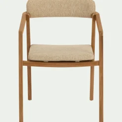 Chaise de jardin avec accoudoirs en teck massif - bois foncé