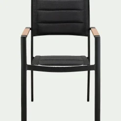 Chaise de jardin avec accoudoirs en aluminium et textilène - noir