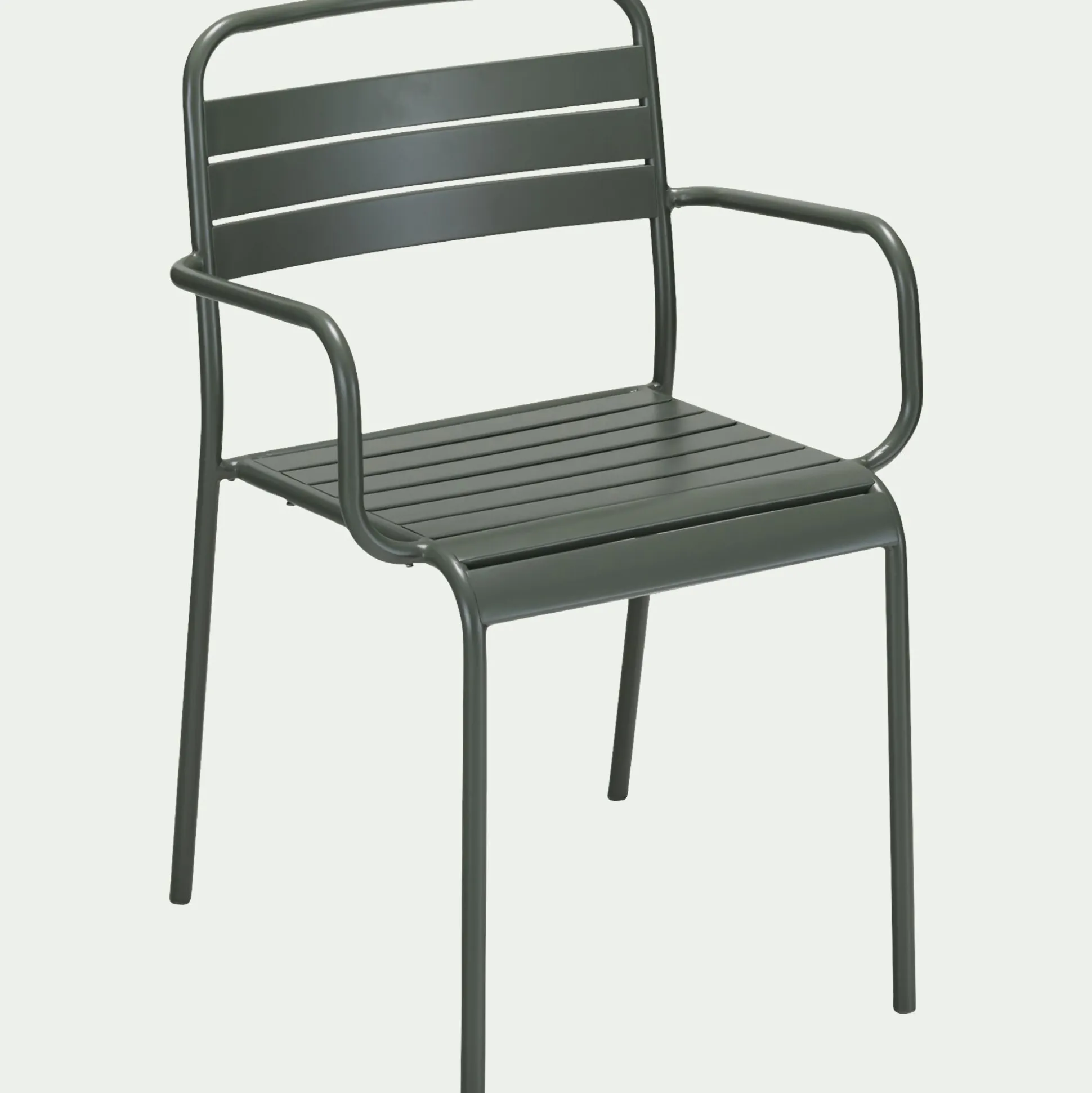 Chaise de jardin avec accoudoirs en acier - vert cèdre
