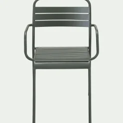 Chaise de jardin avec accoudoirs en acier - vert cèdre