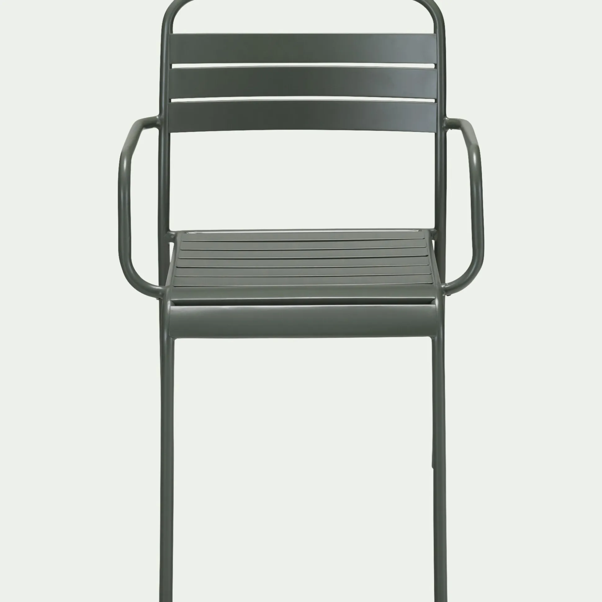 Chaise de jardin avec accoudoirs en acier - vert cèdre
