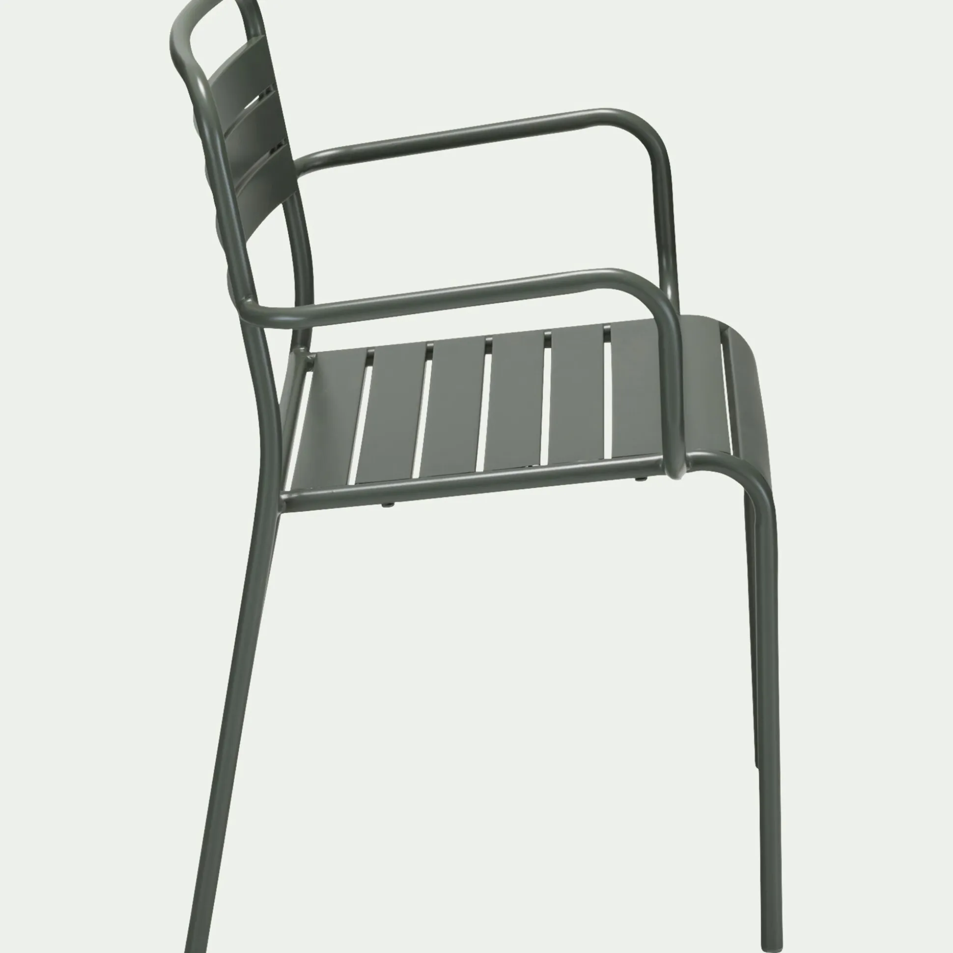 Chaise de jardin avec accoudoirs en acier - vert cèdre