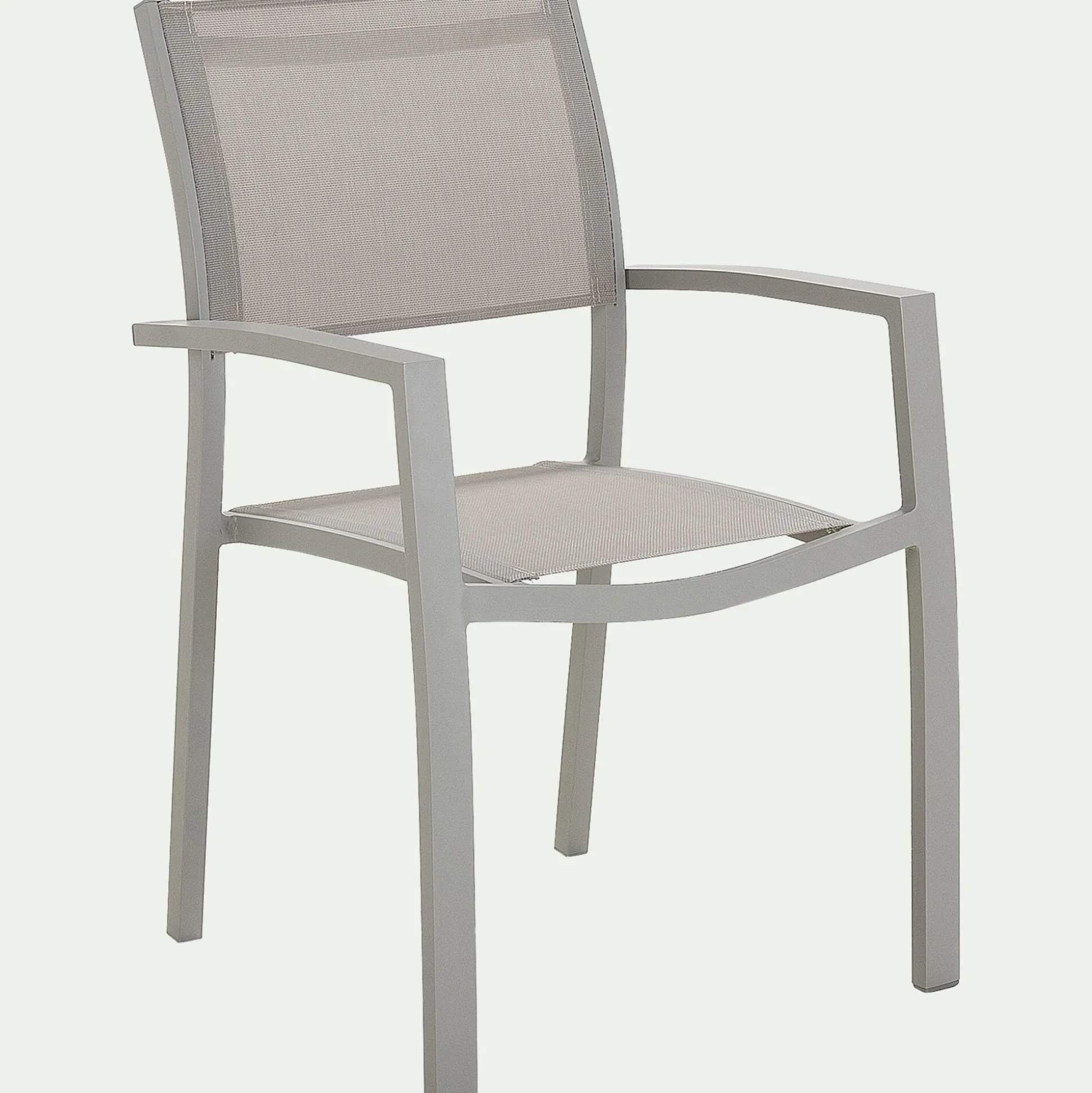 Chaise de jardin empilable avec accoudoirs en textilène - gris vésuve